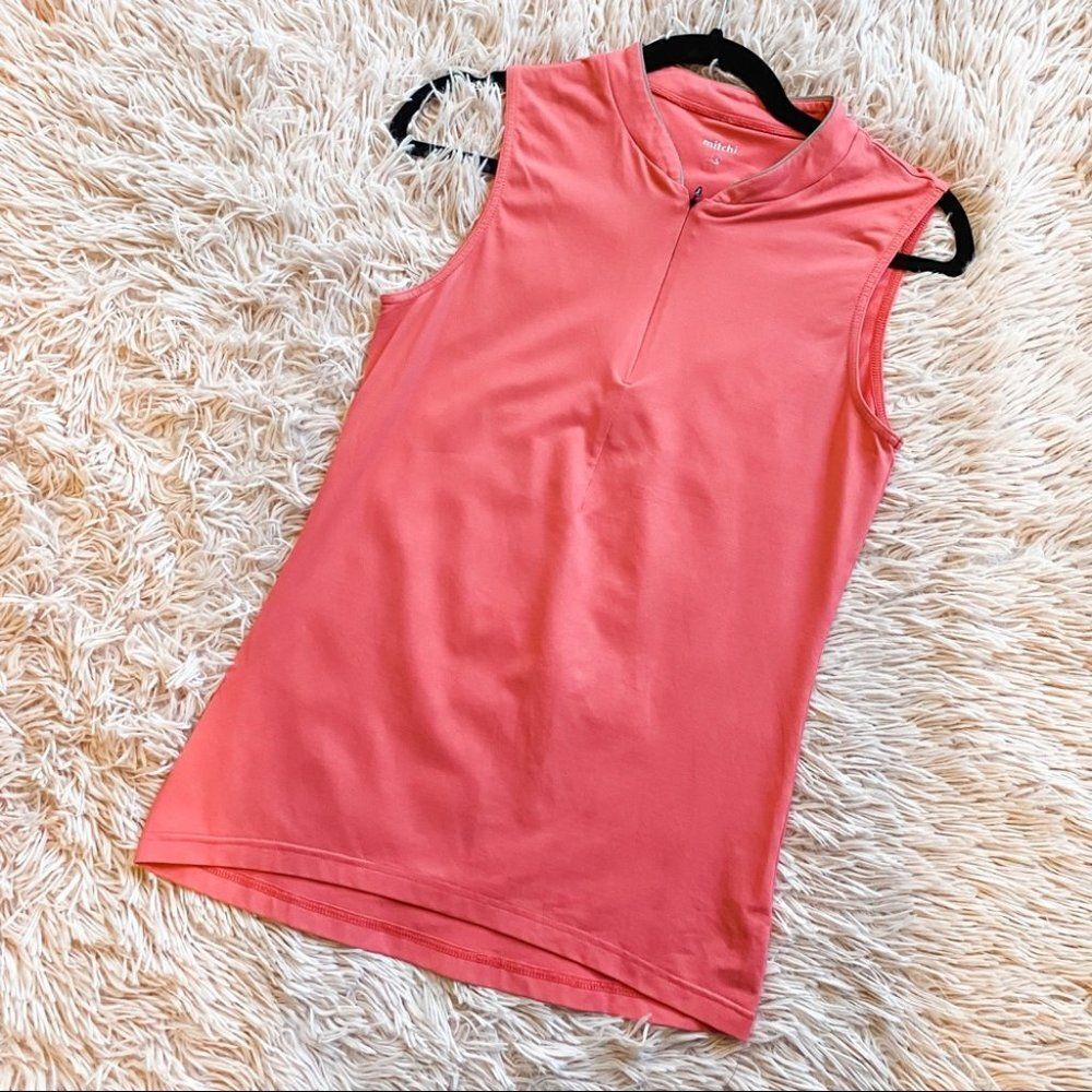 Michi Sleeveless Quarter Zip Tank Top in Pink Small